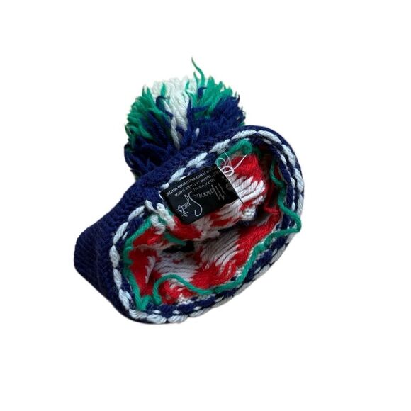 MCM Vintage Marceau Sports Knot Wool Pom Pom Beanie Skip Cap Women’s OS Blue - Picture 2 of 5